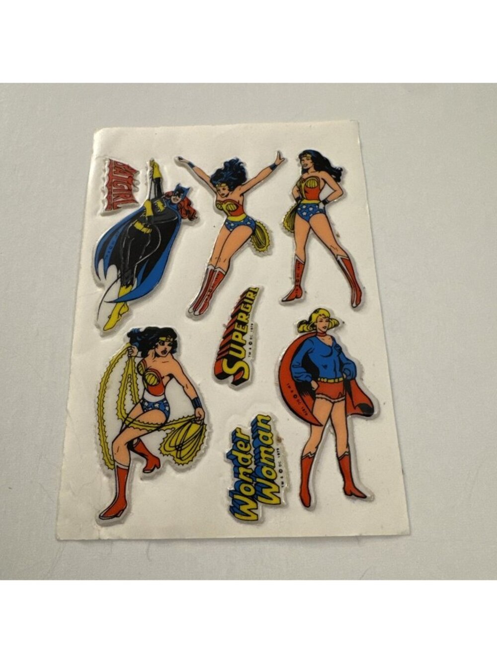 Vintage 1979 DC Comic Super Heroes Puffy Stickers Wonder Woman Supergirl G9